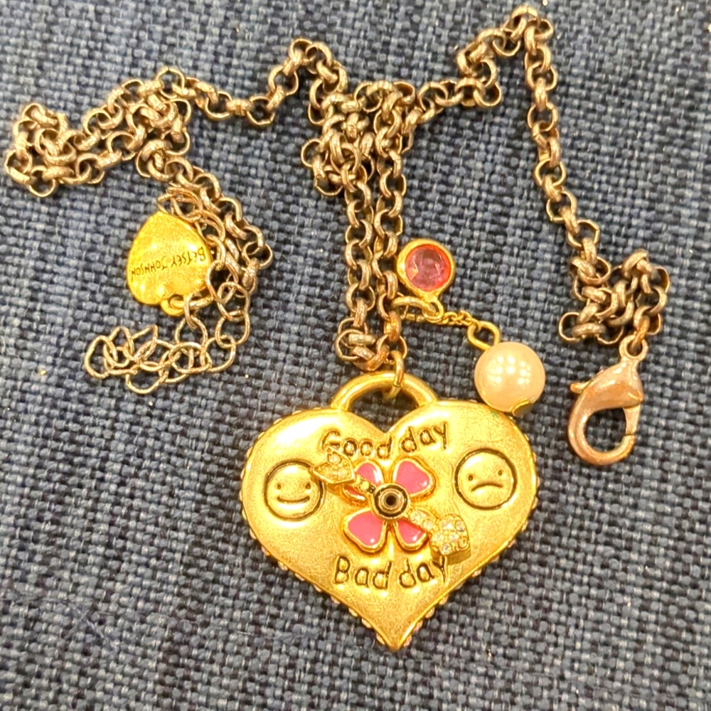 Betsey Johnson necklace good day, bad day with spinning detail